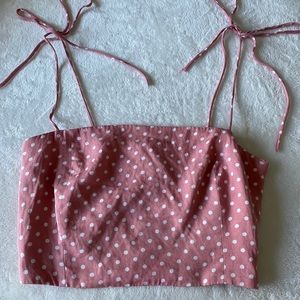 Zara pink polka dot crop top